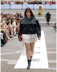 TOPSHOP - Chaqueta Bomber Negra Abullonada De Corte Cuadrado Extragrande Con Cremallera De Cuero Sintético De - Lyst