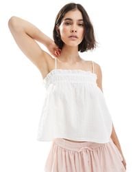 Pieces - Shirred Floaty Cami Top - Lyst