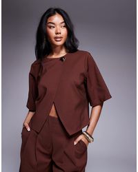 ASOS - Tailored Wrap Top With Gold Button Co-ord - Lyst