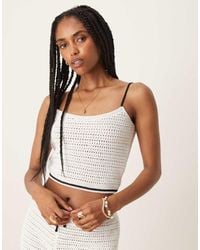 ASOS - Top Con Tirantes Y Ribete En Contraste De Croché De (Parte De Un Conjunto)-Neutro - Lyst
