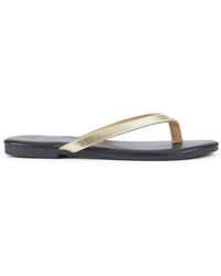 SEQWL Wide Fit - Flip-Flops Minimalist Flat Thong Sandals Leather Look Finish - Lyst