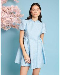 Sister Jane - Puff Sleeve Jacquard Mini Dress - Lyst