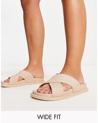 ASOS - Wide Fit Fixation Cross Strap Jelly Flat Sandals - Lyst