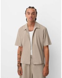 Bershka - Zip Through Cotton Shirt - Lyst