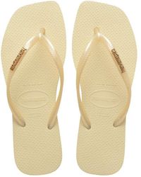 Havaianas - Slim Square Toe Metallic Logo Flip Flops - Lyst