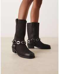 ASOS - – chase – kniehohe stiefel aus em nubukleder im boho-stil mit metallelement - Lyst
