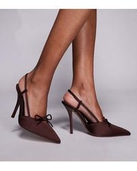 SIMMI - Zapatos De Salón Marrón Chocolate Destalonados De Tacón De Satén Klara De Simmi London Wide Fit - Lyst
