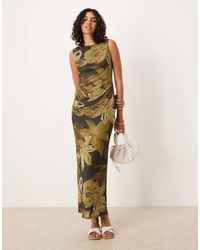 ASOS - Sleeveless Ruched Waist Midi Dress - Lyst