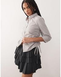 Collusion - Stripe Ruched Side Shirt With 3/4 Length Sleeve - Lyst