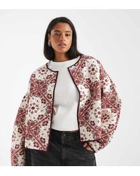 ASOS - Asos Design Curve Quilted Jacket With Bandana Print - Lyst