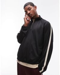 TOPMAN - Oversized Fit 1/4 Zip Funnel With Tape Detail - Lyst