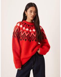 ASOS - – weihnachtlicher, grob gestrickter norwegerpullover - Lyst