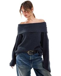 ASOS - Oversized Knitted Off Shoulder Jumper - Lyst