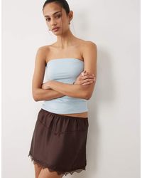 Cotton On - Estelle Mini Satin Skirt With Lace Trim - Lyst