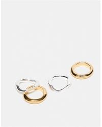 TOPSHOP - Rory Pack Of 4 Mixed Molten Rings - Lyst