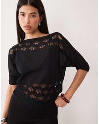 Motel - Damini Off Shoulder Crochet Detail Jumper - Lyst