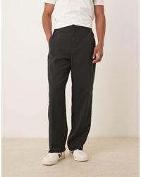 ASOS - Pantalones De Vestir Negros De Pernera Ancha Con Cintura Elástica De Sirsaca De (Parte De Un Conjunto) - Lyst