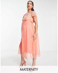 Mama.licious - Mamalicious Maternity Lace Detail Midi Dress - Lyst