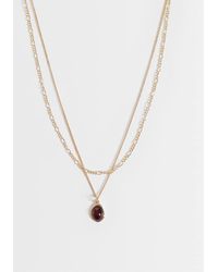 ASOS - Necklace With Multi-Row Burgundy Pendant - Lyst