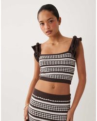 ASOS - Bardot Stripe Frill Top Co-Ord - Lyst