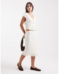 ASOS - Satijnen Midirok Met Kanten Rand - Lyst