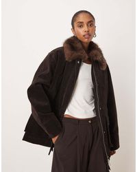 Mango - Cotton Parka Jacket With Faux Fur Collar - Lyst