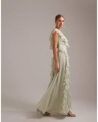 ASOS - Bridesmaids Wrap Front Ruffle Maxi Dress - Lyst