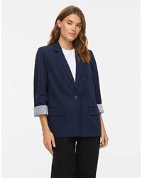 Vila - Einreihiger vibonnie-blazer mit lockerer passform, breitem revers und wattierung - Lyst
