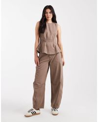 ASOS - Laundered Seamed Barrel Trousers With Contrast Stitch Co-ord - Lyst