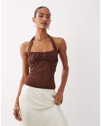 ASOS - Ruched Square Neck Corset Look Halter - Lyst