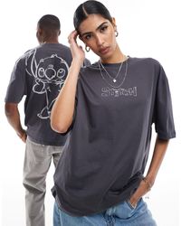 ASOS - T-shirt oversize unisex antracite con stampa disney di stitch - Lyst