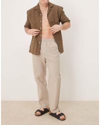 SELECTED - Straight Fit Seersucker Trousers - Lyst