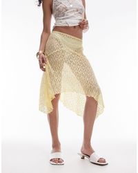 TOPSHOP - Jersey Hanky Hem 90s Length Lace Skirt - Lyst