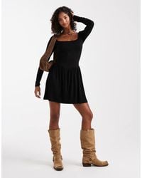 Miss Selfridge - Drop Waist Long Sleeve Mini Dress - Lyst