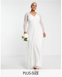 ASOS - Asos design curve - holly - vestito da sposa ricamato con scollo a v color avorio - Lyst