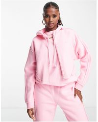 adidas Originals - Sudadera rosa con capucha y cremallera luxe lounge - Lyst