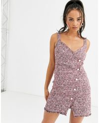 Bershka – Buntes Tweed-Wickelkleid - Lila