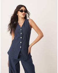 ASOS - Denim Look Button Down Jersey Waistcoat - Lyst