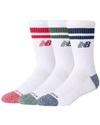 New Balance - Active Premium Stripe Crew Socks 3 Pack - Lyst