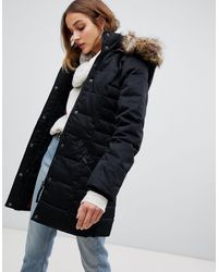 vero moda padded parka with faux fur hood