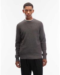 AllSaints - Waffle Knit Crew Neck Logo Jumper - Lyst