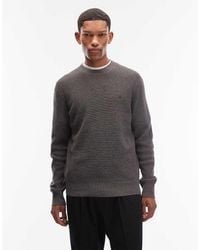AllSaints - Waffle Knit Crew Neck Logo Jumper - Lyst