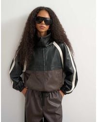 TOPSHOP - Co-ord Faux Leather Colour Block Jacket - Lyst