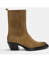 Pull&Bear - Cowboy Enkellaarzen Van Leer - Lyst