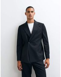 ASOS - Slim Denim Look Double Breasted Suit Jacket - Lyst