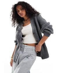 ASOS - – flauschige, gerippte strickjacke - Lyst