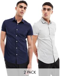 ASOS - 2 Pack Stretch Slim Fit Work Shirt - Lyst