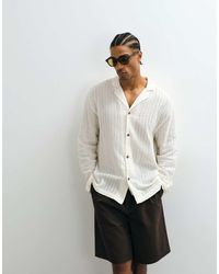 ASOS - Relaxed Deep Revere Broderie Shirt - Lyst