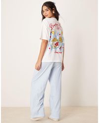 ASOS - – pyjama aus oversize-t-shirt und hose mit weitem bein und "breakfast lovers"-print - Lyst