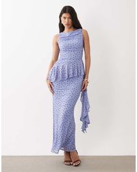 ASOS - Mesh Maxi Dress With Ruching And Frill Details - Lyst